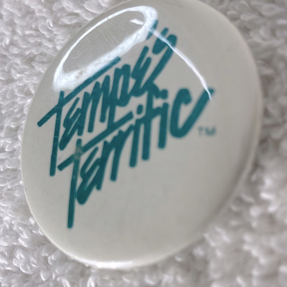 5/$35 Vintage White Teal Tempe’s Terrific Pin Back Button Badge - Picture 4 of 7